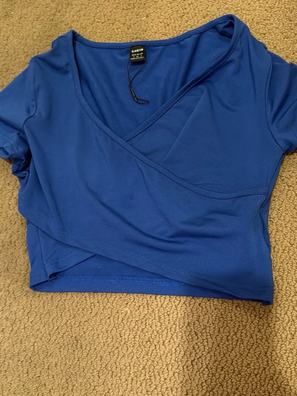 SHEIN Cobalt Blue Wrap Crop Top